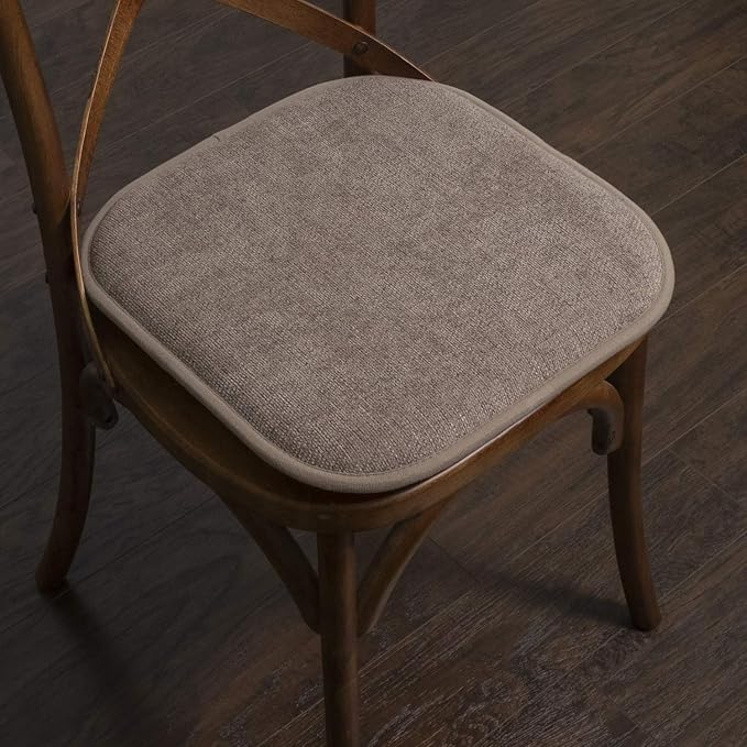 Sweet Home Collection Chair Cushion Memory Foam Pads Honeycomb Pattern Slip Non Skid Rubber Back Rounded Square 16" x 16" Seat Cover, 2 Pack, Alexis Chocolate - Image 5