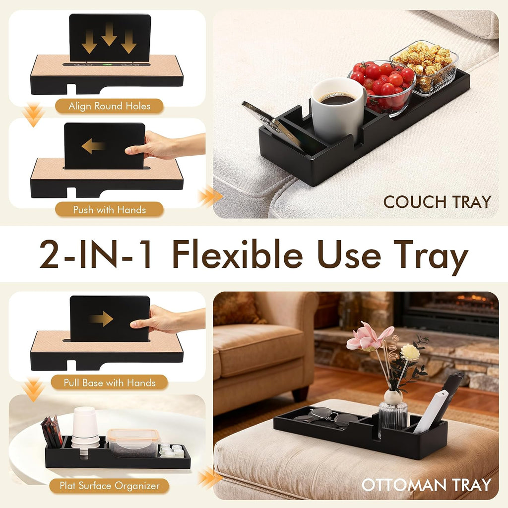 Couch Table Insert for Sectional,15.35x5.12-in,Black Bamboo - Image 3
