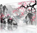 Japanese Cherry Blossom Mouse Pad,XXL 35.4"x15.7" Big Gaming Mousepad,Sakura Large Extended Mouse Mat,Non-Slip Rubber Base Waterproof with Stitched Edges for Gaming Office Home by HUNJIEEM