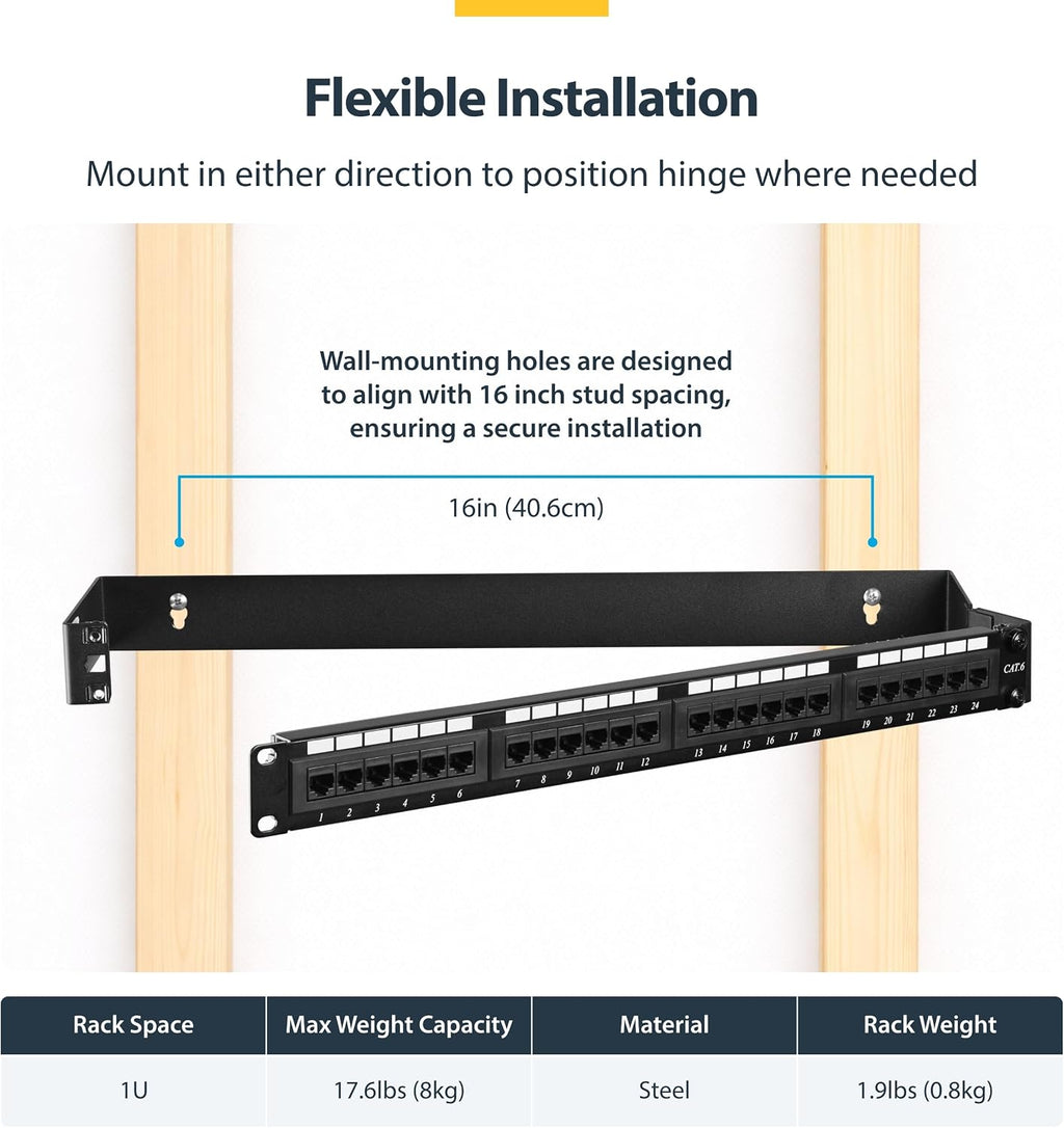 StarTech 1U Hinged Wall-Mount Patch Panel Rack, 6in, 17lb (WALLMOUNTH1) - Image 4
