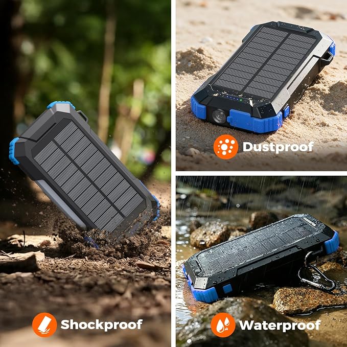 BLAVOR Solar Charger Power Bank Built-in Retractable USB-C Cable, 20000mAh Wireless Magnetic Portable Charger with Camping Light, Flashlight, 20W Fast Charging Battery Pack for Outdoor Camping Hiking - Image 6