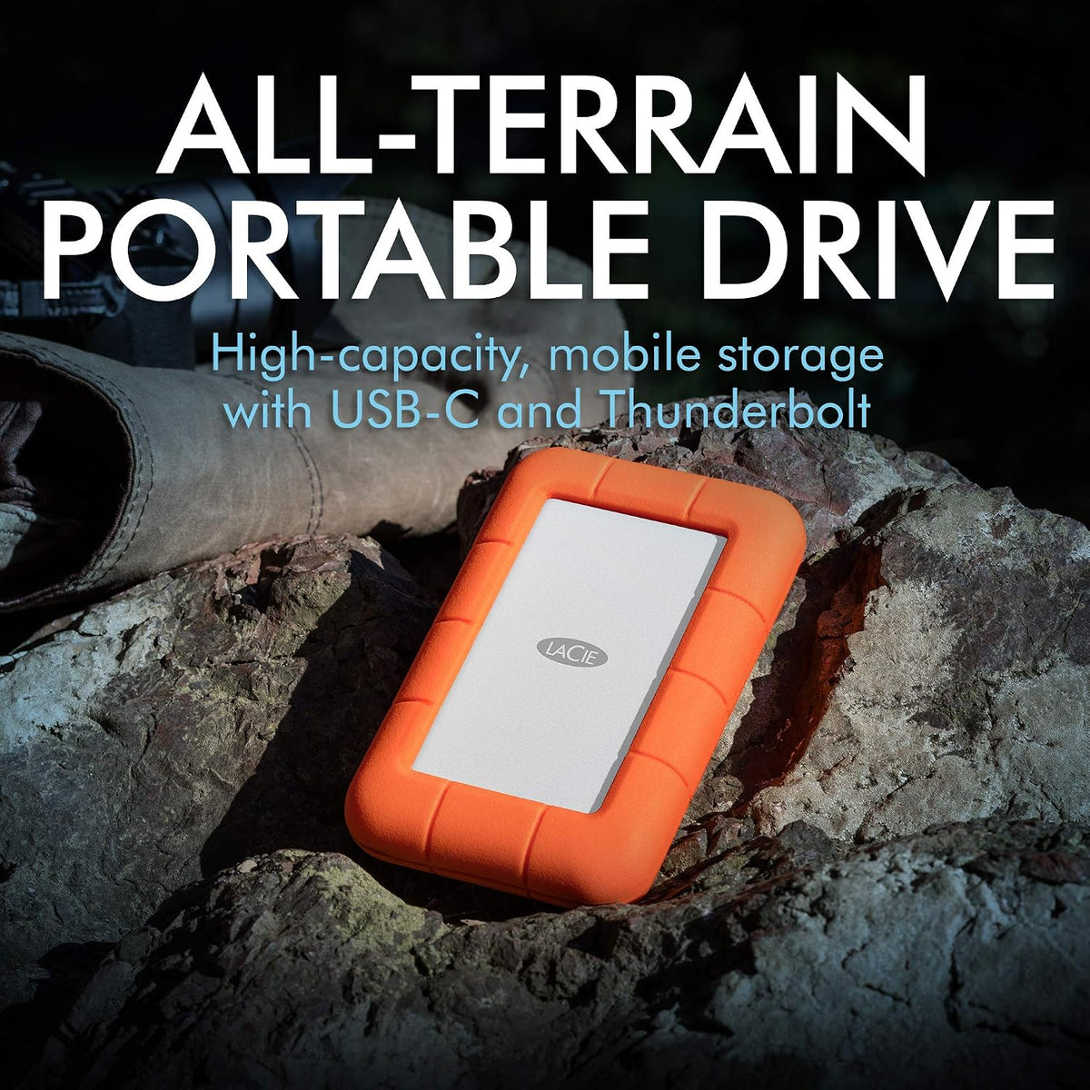 LaCie Rugged Thunderbolt USB-C 5TB External Hard Drive Portable HDD – USB 3.0 Compatible, Drop Shock Dust Water Resistant, 1 Mo Adobe CC (STFS5000800) - Image 2