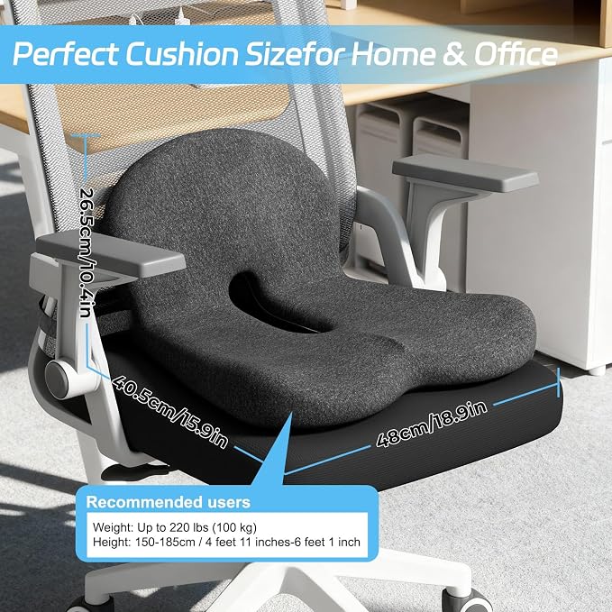 Truck Driver Seat Cushion, Memory Foam L-Shaped Ergonomic Cushion for Office Chairs, Comfort & Support for Long Sitting - Image 2