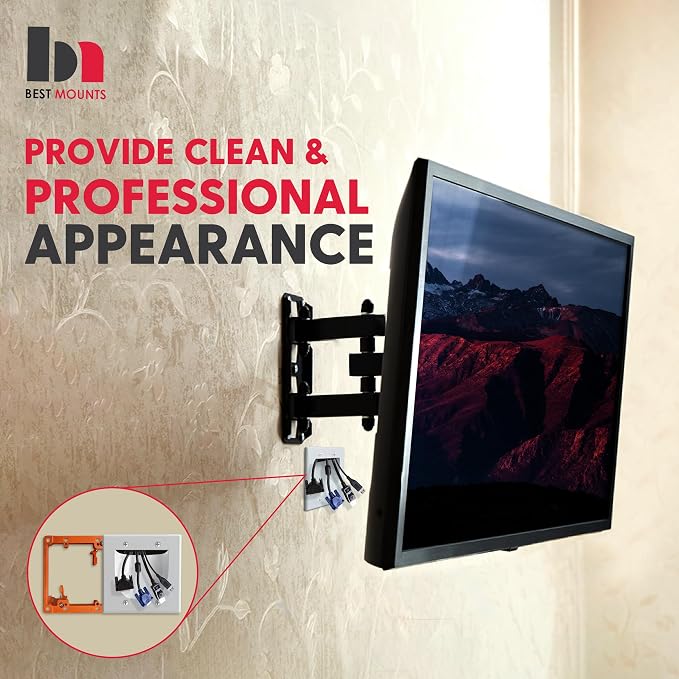 1 Pack Wall Plate Cable Pass Through with Bracket - In Wall Cable Management Kit - Recessed Cable Wall Plate Pair with Dual Gang Low Voltage Mounting Bracket - Decorator Cover for Low Voltage Cables - Image 7