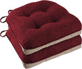 Chair Cushions for Dining Chairs Set of 2, 18"x18"x3", Red | Non-Slip with Ties, Tufted, Faux Linen, Seat Cushions for Dining Room Kitchen Breakfast Nook Indoor Home Office Living Room by FlyGulls