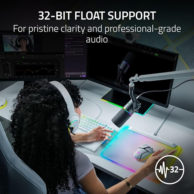 Razer Seiren V3 Pro Microphone, Dynamic USB Type C & XLR Mic, Black | 32-bit Float Support, Built-in Audio DSP, AI Noise Removal, Shock Absorber & Pop Filter, Chroma RGB Lighting Ring, Streaming - Image 2