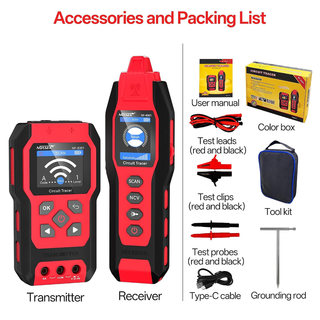 NOYAFA NF-8301 Circuit Tracer, Underground Wire Locator &Digital Multimeter - Image 9