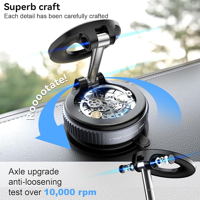 CloudValley Magnetic Car Phone Mount, Compatible with MagSafe | 360° Adjustable Foldable Holder for Dashboard, 80LBS Suction & 2800gf Magnet, Car Accessories for iPhone 17 16 15 14, Black - Image 8