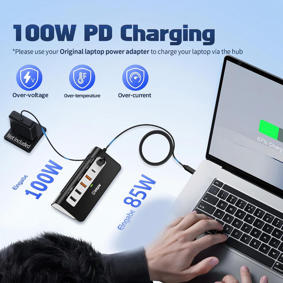 USB C Hub 9-in-1, 28° Ergonomic Aluminum Hub, 10Gbps, HDMI 4K@60Hz - Image 4