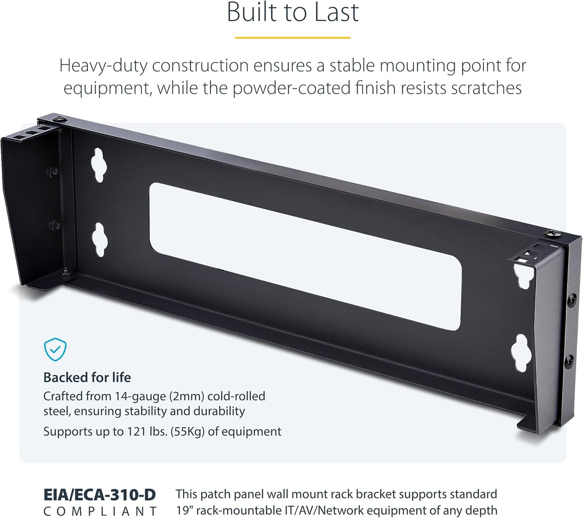 StarTech 1U Vertical Wall-Mount Bracket, 19in, 121lb (RK119WALLV-N) - Image 3