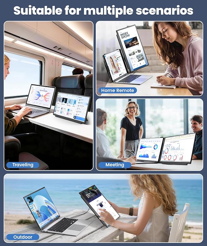 15.6" Detachable Laptop Screen Extender, Ultra-Light Portable Monitor | FHD 1080P Display, Dual Monitor for 14"-17.3" Laptops, One Cable Plug & Play, Compatible with Windows, Mac, ChromeOS, PS5 - Image 7