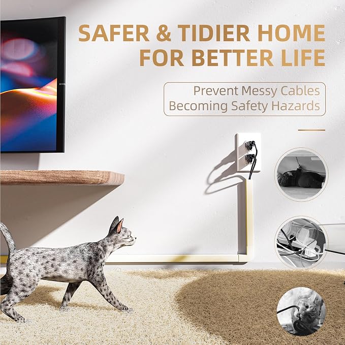 Delamu Beige Cord Hider, 85in Cord Covers for 2-3 Wires on Wall, Self-Adhesive Cable Hider, Wire Hiders Wire Covers for TV Cords on Wall, Easy Mount Cable Cover Raceway Kit, W0.95 H0.55in, Beige - Image 5