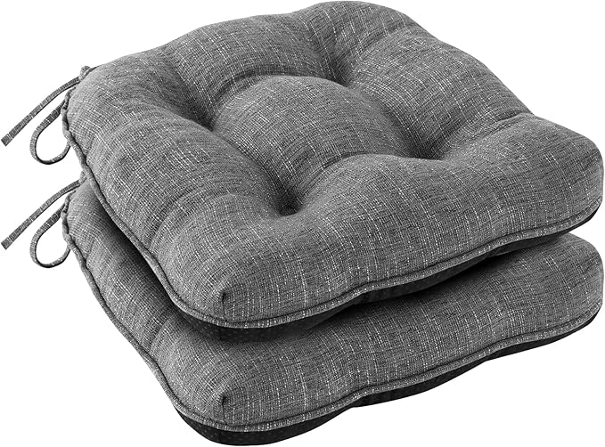 IPYNBAP Chair Cushions for Dining Chairs Set of 2, Kitchen Chair Cushions, Chair Pads with Ties and Non Slip Backing, Tufted Memory Foam Seat Cushion 2 Pack, 15.5" x 15.5" x 4", Dark Gray by IPYNBAP
