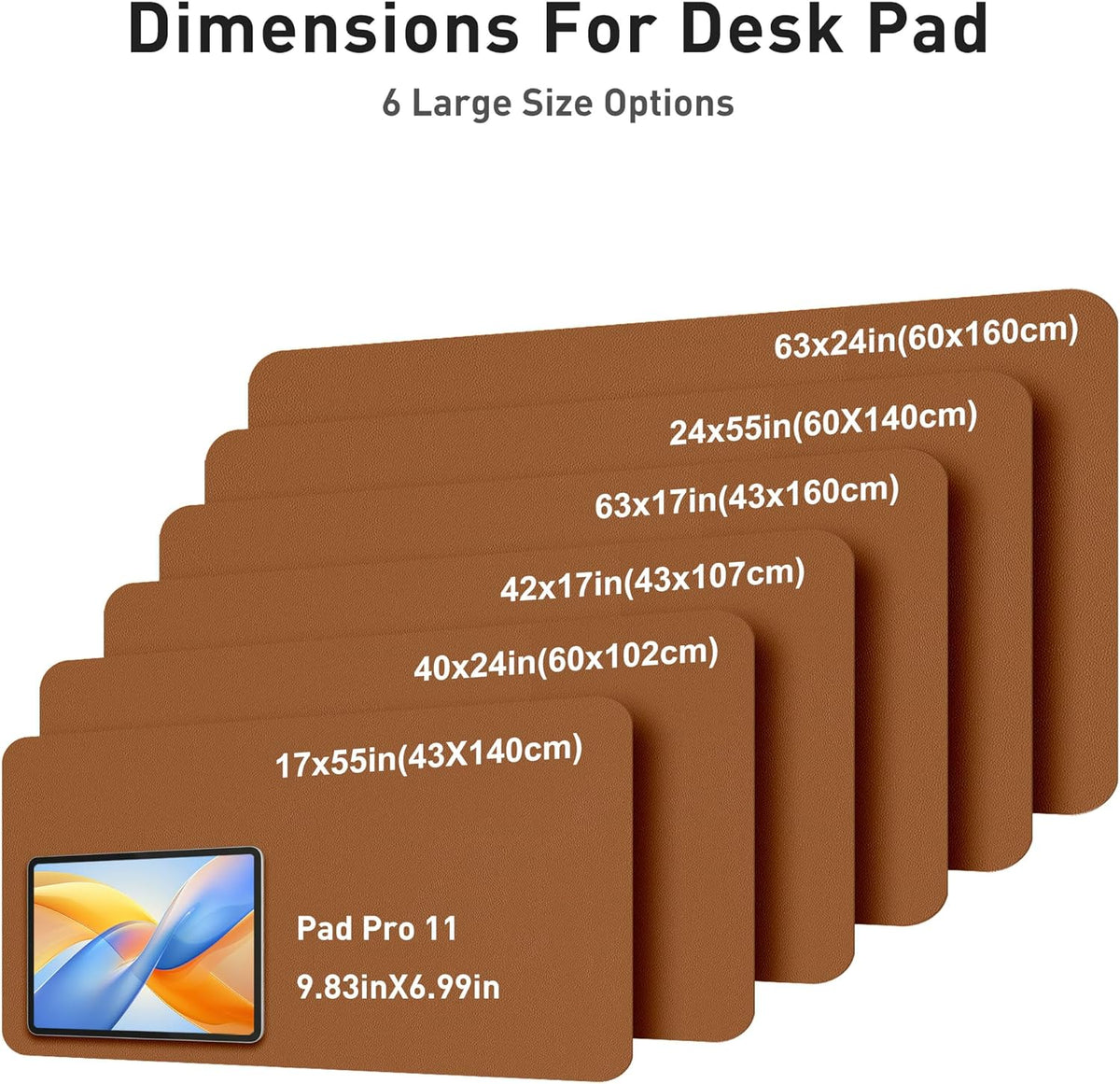 Aothia Faux Leather Desk Mat - Large Mouse Pad, Non-Slip PU Leather Blotter, Waterproof Writing Surface for Office and Home (Brown, 63" x 17") - Image 5
