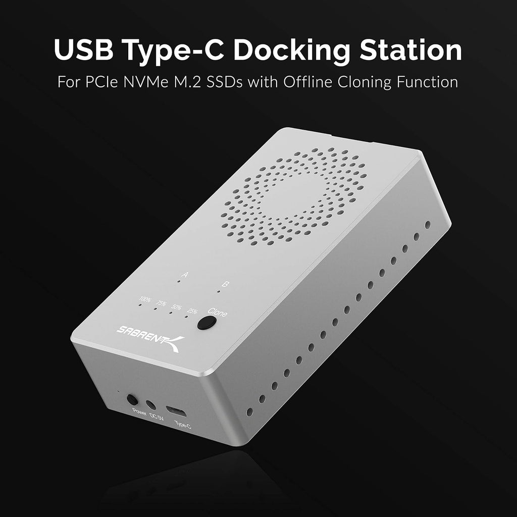 SABRENT Dual-Bay USB-C 10Gbps M.2 NVMe SSD Cloner Dock (EC-SSD2) - Image 2
