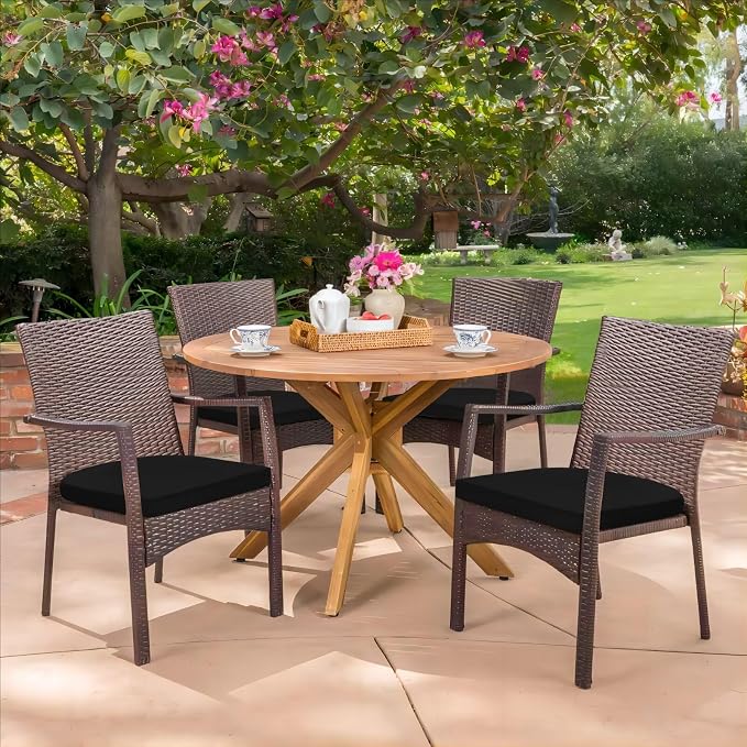 HARBOREST Outdoor Chair Cushions Set of 4, Water Resistant Patio Chair Cushions with Ties, Outdoor Seat Cushions for Patio Furniture, 17"x16"x2", Black - Image 7