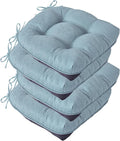 IASEAHK Chair Cushions for Dining Chairs, Seat Cushions for Kitchen Chairs, Indoor Seat Cushions with Ties, Tufted Foam Chair Pads, Non Slip Chair Cushions Set of 4, 15.5" x 15.5" x 4", Light Blue by IASEAHK