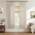 Hokibero Cream Pinch Pleated Linen Curtains 78 Inch Long for Living Room | Beige Light Filtering Semi Sheer Curtain,Back Tab Hooks Rings,Farmhouse Textured Privacy Drapes for Bedroom Window,2 Panels by Hokibero