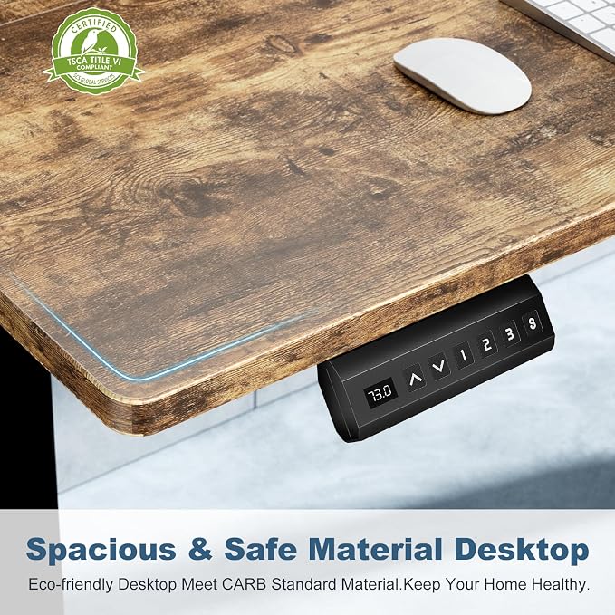 DUMOS 55 Inch Electric Standing Desk, Memory Adjustable Home Office Desk | Sit Stand Up Desk for Work Home Office,Adjustable Desk, Rising Computer Table with Splice Board,Cable Management,Hook,Brown - Image 7