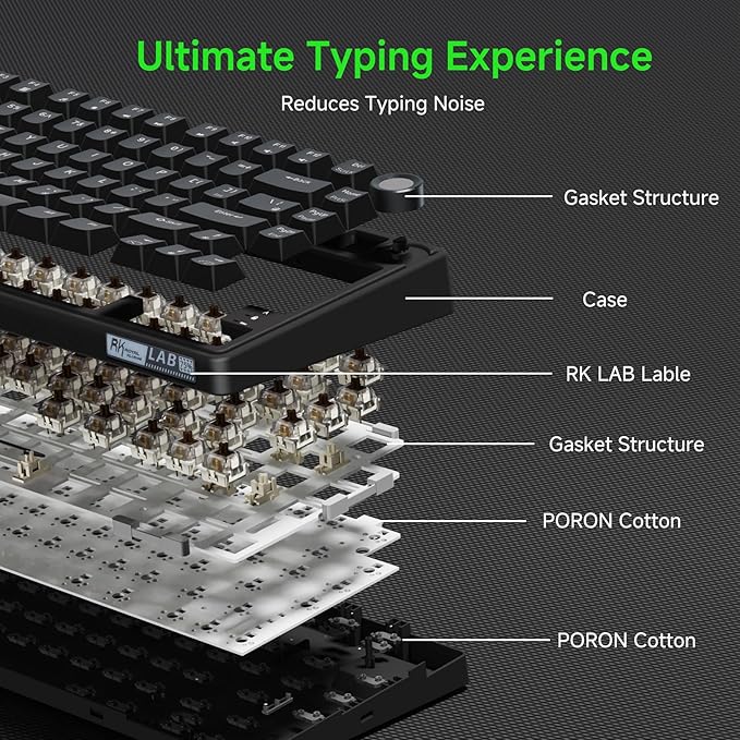 RK ROYAL KLUDGE R75 Wired Mechanical Gaming Keyboard, 75% Hot-Swap Mechanical Keyboard Volume Knob, Soft Pre-lubed Tactile Brown Switch - Image 4