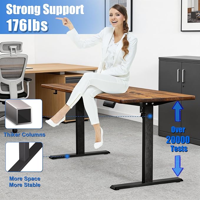 Standing Desk with Splice Board Adjustable Height- 63 inch Mobile Stand up Desk with Wheels, Portable Sit Stand Desks Electric with Lockable Casters - Image 6