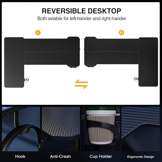 L Shaped Electric Standing Desk - 71x43.5 Inch Reversible Corner Sit Stand Desk with Hook&Cup Holder,Electric Height Adjustable Table,for Home Office Gaming&Trading Computer Desk, Black Carbon - Image 4