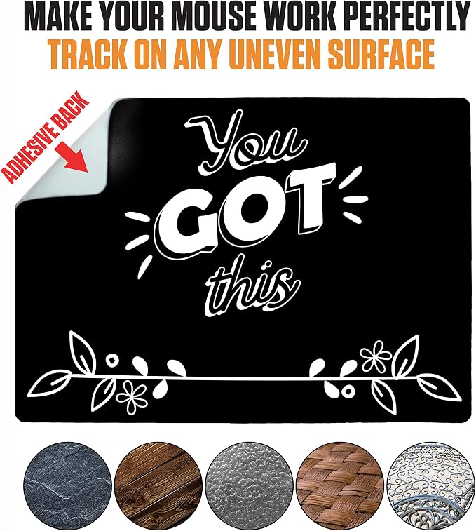 Mouse Pad Adhesive Bottom - Sticks to Any Surface - Portable - Webcam Covers and Screen Cleaner Included (You GOT This) - Image 6