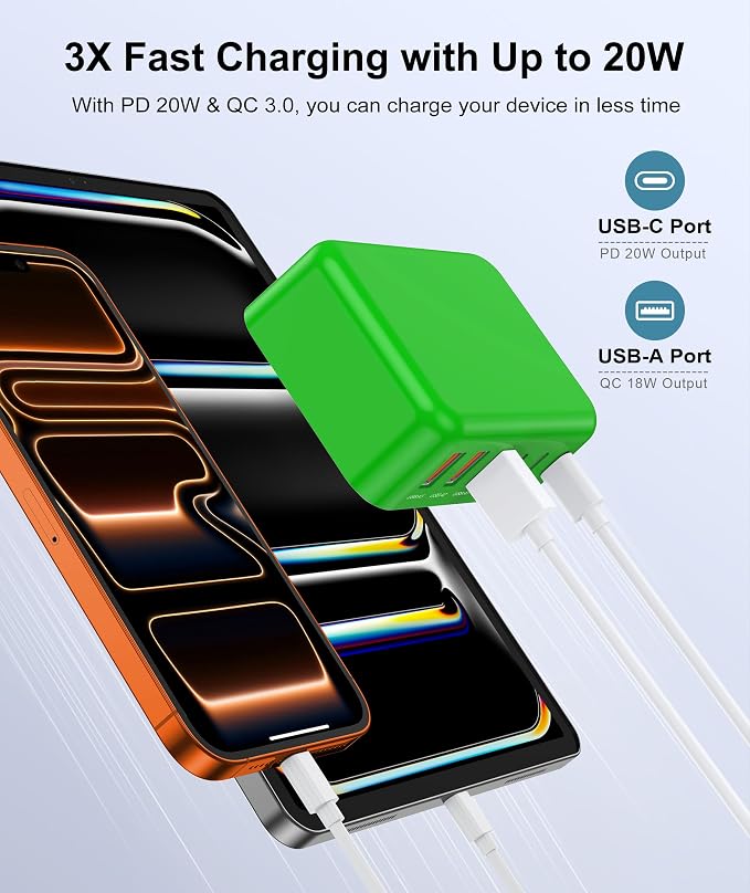Fast Charger Block, GaN 6 Port USB C Charging Station Hub Cube, 100W Multiport Type C Wall Charger Power Strip Plug with PD 3.0+QC for iPhone 16 Pro Max 15 14 13 12 11 XR XS 8 7, Samsung, iPad, Table - Image 3