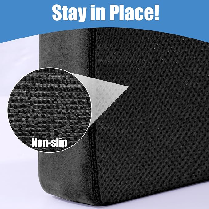 HOMBYS Recliner Seat Cushion with Lumbar Support Pillow and Adjustable Headrest, Medium Firm Foam Filling Chair Pad and Back Support, Non-Slip Design for Comfort and Pressure Reduce, Black - Image 4