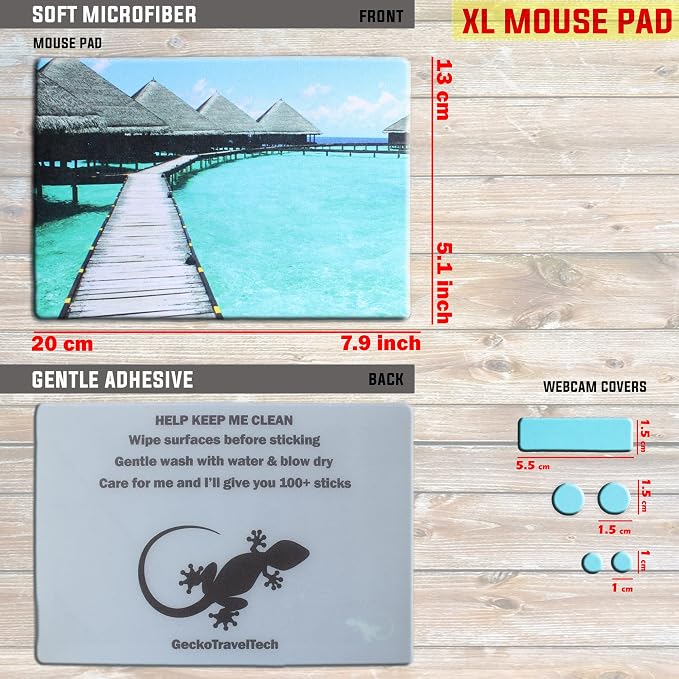 Peel and Stick Mouse Pad - Portable - Adhesive Stick on Bottom - Large Size Mouse Pads - Portable (XL - Beach) - Image 4