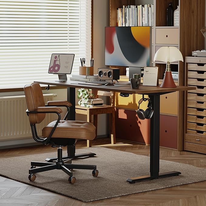 Agilestic 40*24 Inch Height Adjustable Electric Standing Desk, Dark Walnut | Sit Stand Up Computer Desk, Memory Presets, Stable Steel Frame,154 lbs, Easy Assembly, Splice Board, Home Office, Studying - Image 3