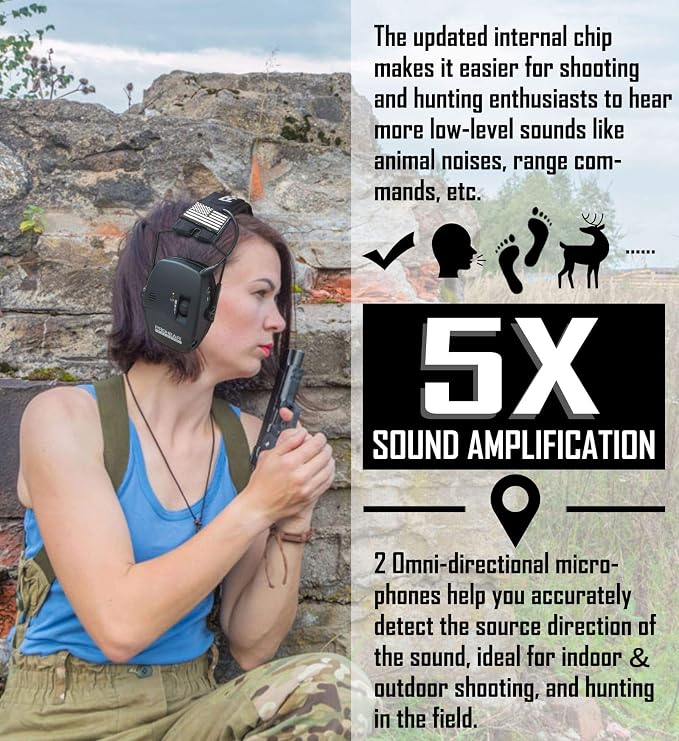 PROHEAR Digital Electronic Shooting Ear Protection 5X Sound Amplification Earmuffs, 23dB NRR Low Profile Noise Reduction Hearing Protection for Gun Range and Hunting, Black - Image 3