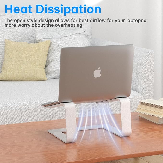 GleYo Laptop Stand for Desk Portable Computer Riser Metal Notebook Holder Printer Stand Office Desk Accessories Compatible with MacBook Air, Pro, Dell, HP, Lenovo and All 10-16" Laptops, Silver - Image 4