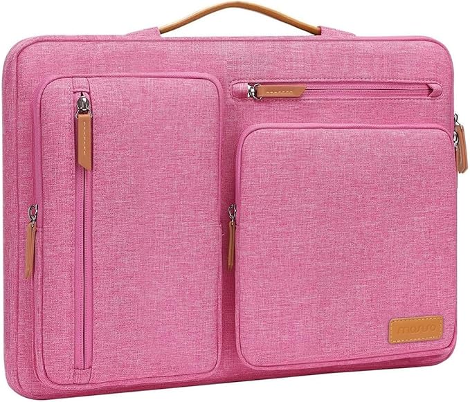 MOSISO 360 Protective Laptop Case 15 inch, 15 inch Laptop Sleeve | Compatible with MacBook Air M5 M4 M3 M2 2026-2023, Dell XPS Plus, Side Open Carrying Case with 4 Zipper Pockets, Rose Red by MOSISO
