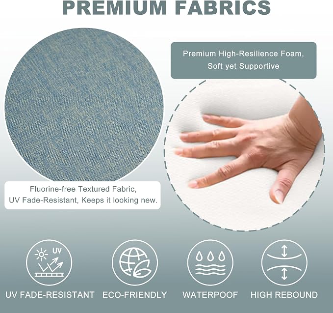 Battilo Chair Cushions for Dining Chairs, Waterproof Kitchen Chair Pads with Non-Slip Backing and Ties, Seat Cushions with Machine Washable Removable Cover, 16"x16"x2", Set of 4, Grayish Blue - Image 4