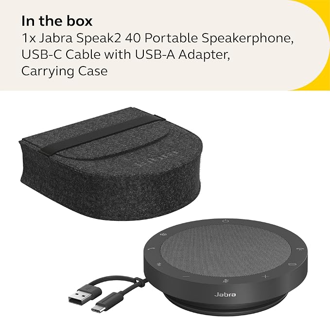 Jabra Speak2 40 Portable Speakerphone - 4 Noise-Cancelling Mics, 50mm Full Range Speakers with Wideband Audio for Clear Sound, USB-A/USB-C Connections - Certified Microsoft Teams Speaker - Dark Grey - Image 7