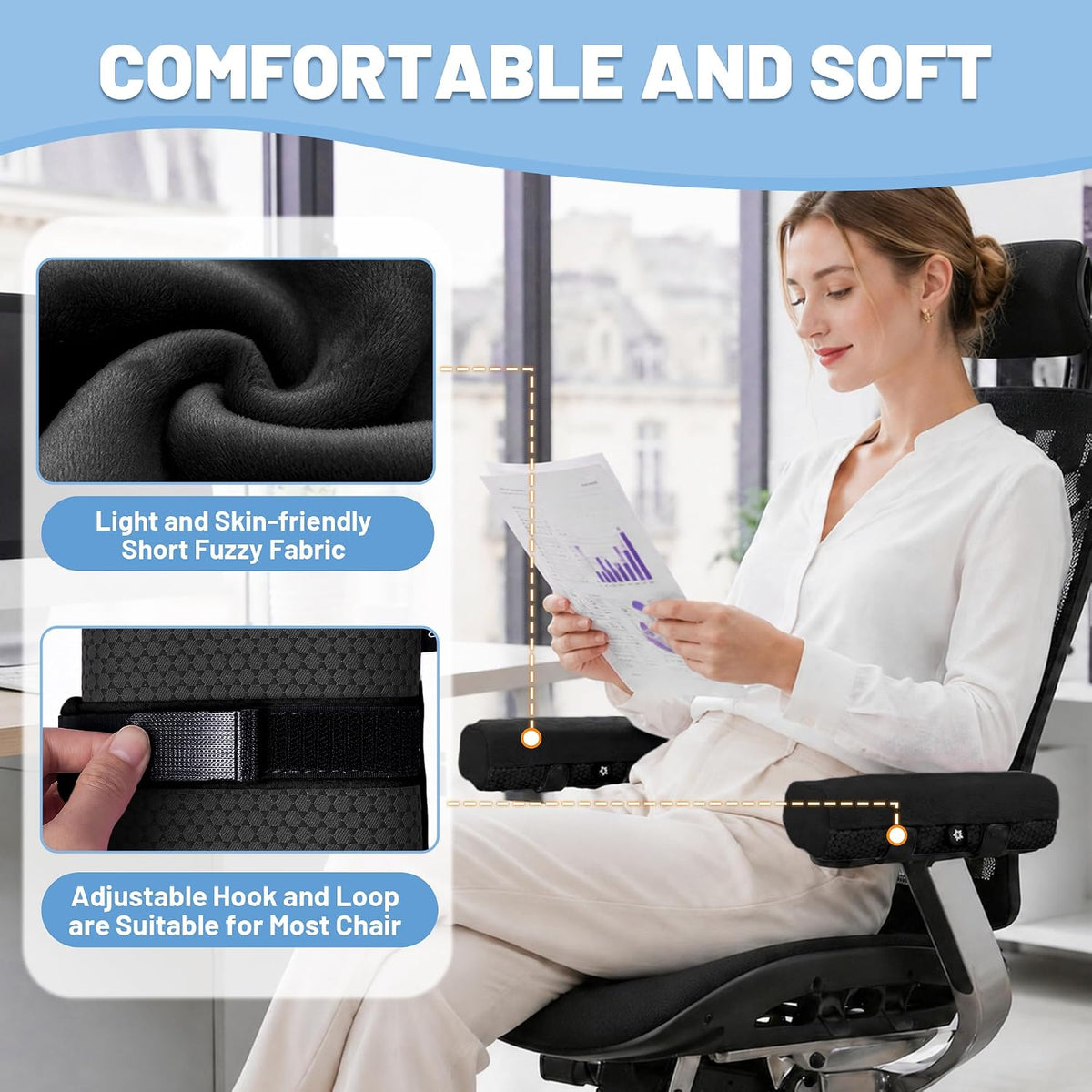 Office Chair Arm Covers Pads Premium Desk Chair Elbow Pads - Image 2