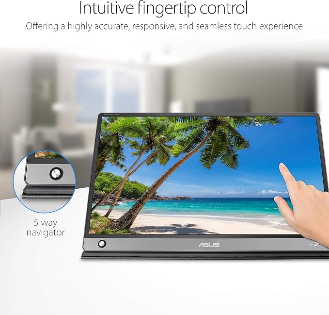 ASUS ZenScreen Touch Screen 15.6” 1080P Portable USB (MB16AMT) - Full HD (1920 x 1080), IPS, Anti-Glare, Built-in Battery, Speakers, Eye Care, USB Type-C, Micro HDMI, Smart Case, 3-Year Warranty - Image 2
