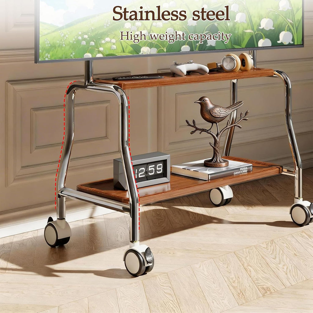 Rolling TV Stand for 32-75 Inch TVs with Double Storage Shelves & Pegboard - Image 6