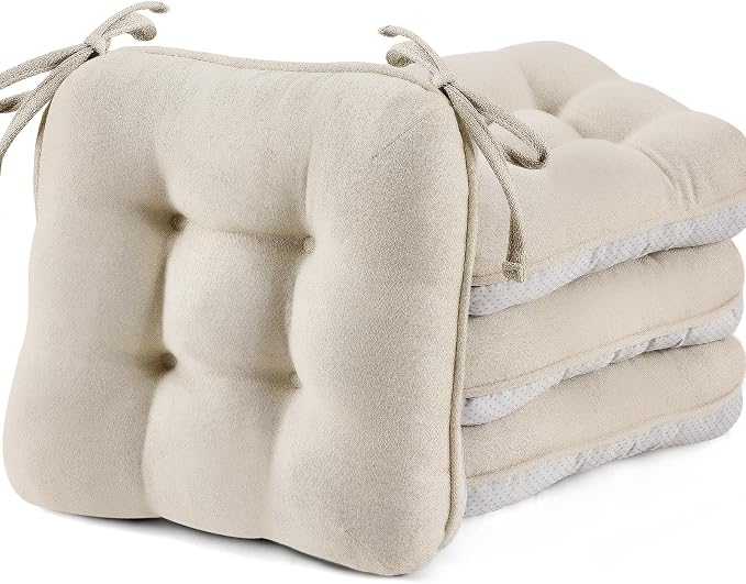 BETU Chair Cushions for Dining Chairs,3.5" Thick Kitchen Table Chair Pads with Ties,Non Slip Backing and Covers,Seat Cushion for Dining Room,Bar,Patio Chairs,20"X20"X3.5" by BETU