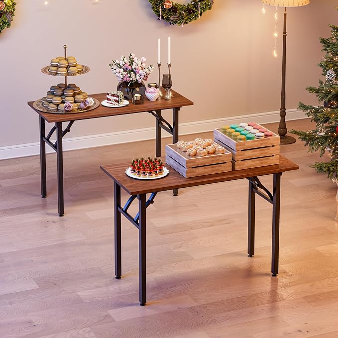 Small Folding Computer Desk – Portable 43.3 Inch Foldable Laptop Table, Collapsible and Compact for Easy and Fast Setup, Lightweight for Small Spaces, Home Craft and Study Use, Dark Walnut - Image 8