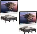 Mind Reader Monitor Stand, 3 Storage Drawers, Desktop Organizer, Riser, Office, 13.5"L x 13"W x 4"H, Set of 2, Black by MindReader