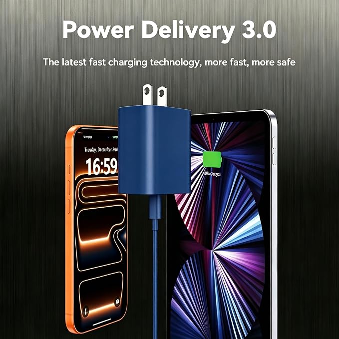 Phone 17 16 15 Charger Fast Charging, 10 FT Long USB C Charger Cord with 20W Type C Fast Phone Charging Block forPhone 17/17 Pro/17 Pro max/Air/Phone 16 15 Pro Max Plus, Android,Dark Blue - Image 4