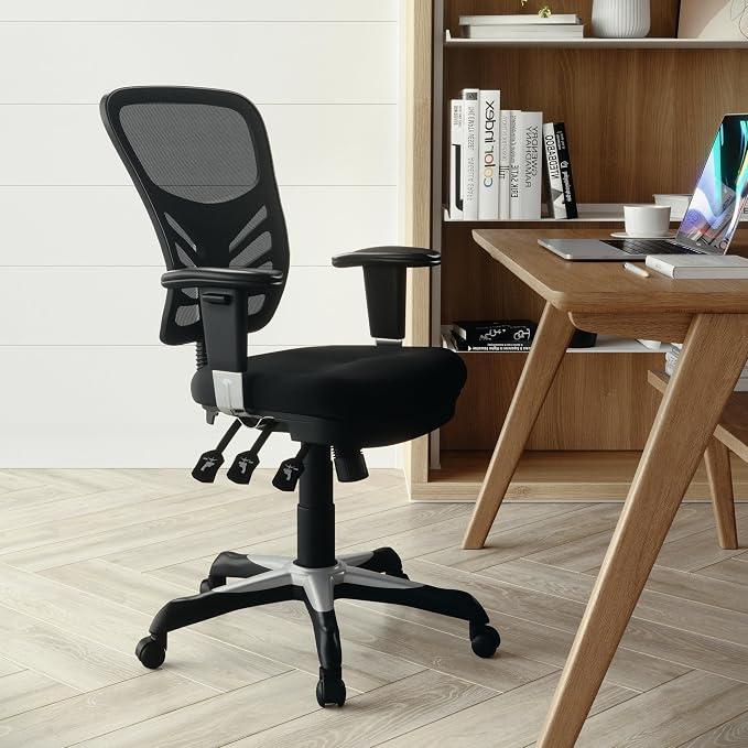 Flash Furniture Mid-Back Black Mesh Multifunction Executive Swivel Ergonomic Office Chair with Adjustable Arms - Image 2