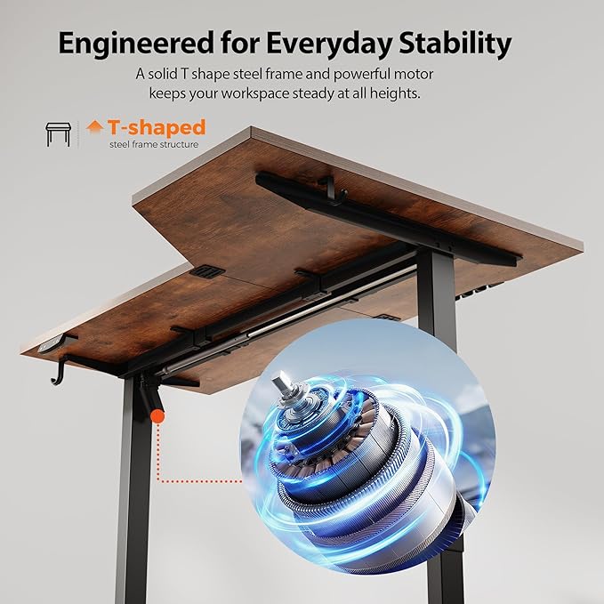 Agilestic 59 x 35 Inch Corner L Shaped Electric Standing Desk, Rustic Brown | Electric Height Adjustable, L-shape Workspace, Sturdy Steel Frame, Memory Preset, Hooks, 154 lbs, Easy Assembly, Splice Board - Image 5
