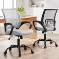 DUMOS Ergonomic Office Chair, Mid-Back Executive Desk Chair 2 Pack | Comfortable Lumbar Support, Breathable Backrest, Fixed Armrest, Height Adjustable, 360° Swivel, Computer Gaming, Grey by DumosLifestyle