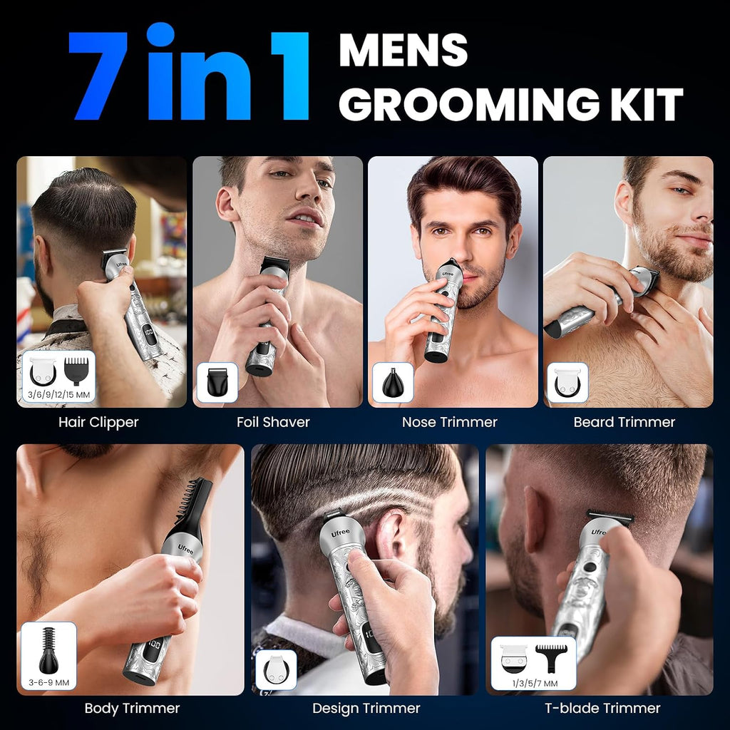 Ufree 7-in-1 Beard Trimmer for Men, Electric Razor Shaver, Men Grooming Kit - Image 2