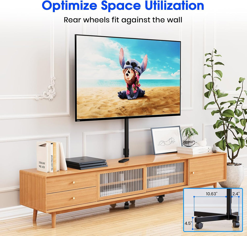 Rolling TV Stand, Mobile TV Stand for 23-60 Inch LCD LED TVs, Black - Image 5