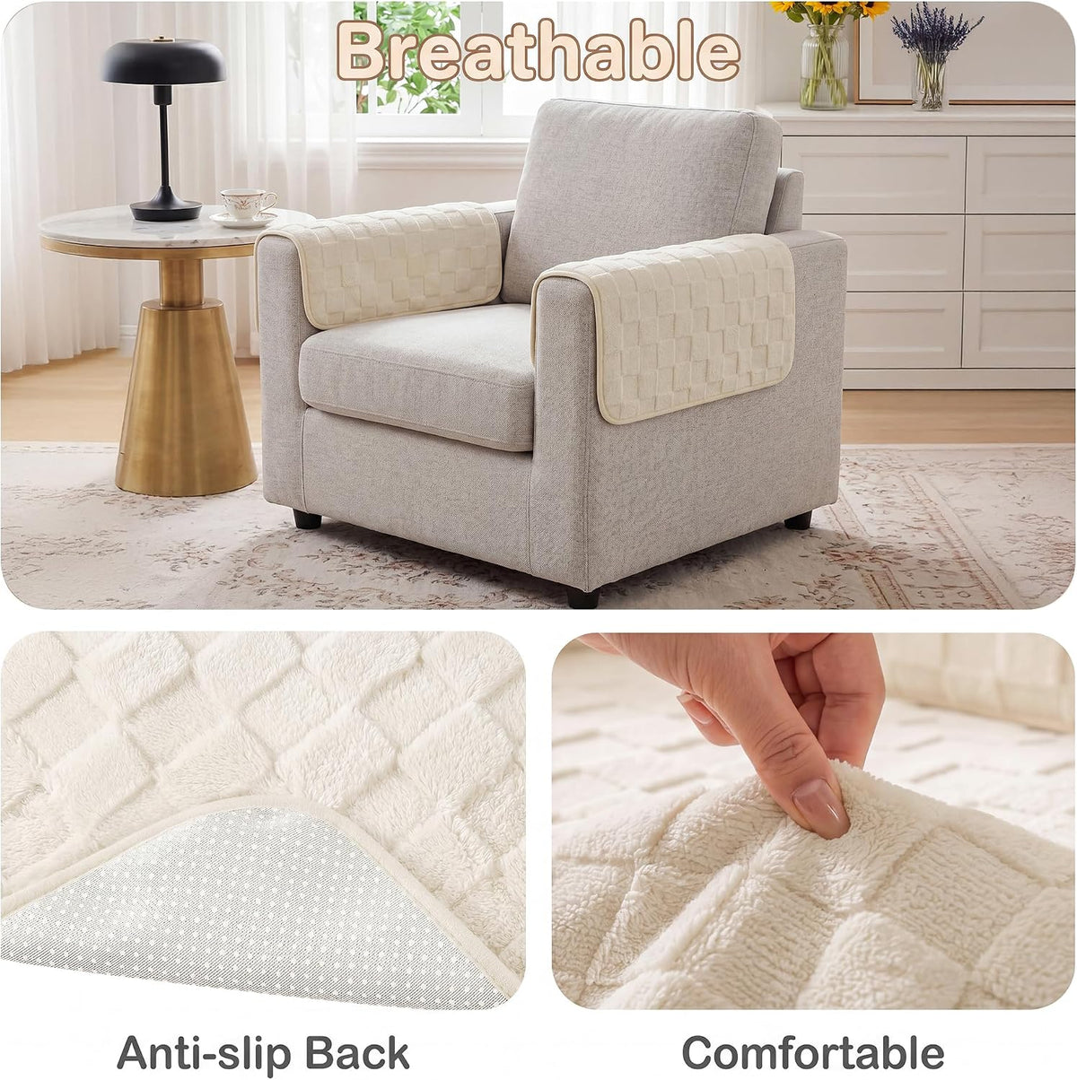 Foxdecor Couch Arm Covers for Sofa Arm Chair Covers Set of 2 - Image 5
