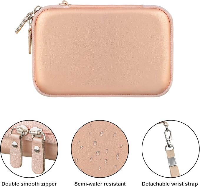 Canboc Carrying Case for MacBook Air Pro Charger MagSafe/MagSafe 2 Power Adapter, iPhone 16/16 Pro MagSafe Charger, USB C Hub, Type C Hub, USB Multiport Adapter, Hard EVA Bag, Rose Gold - Image 3